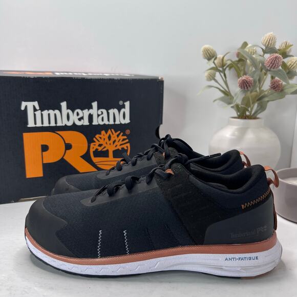 Timberland PRO Overdrive Composite Safety Toe Sneaker Black Women 8.5 Tried On - Picture 5 of 11